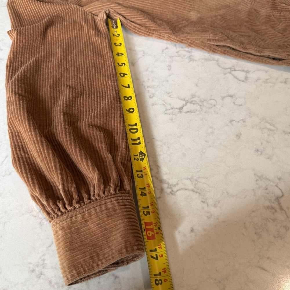 Lands End Women's XS (2-4) Tan Wide Wale Corduroy Collared Shirt Dress Pockets - Picture 12 of 12